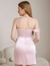One Shoulder Backless Satin Bodycon Cami Dress